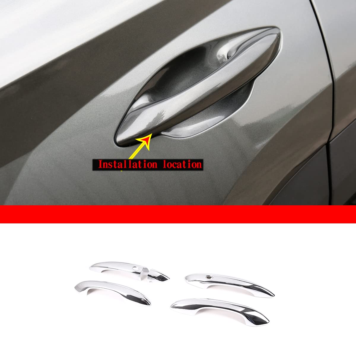 Pasuje do Hyundai Tucson L NX4 2021 2022 2023, osłona klamki drzwi zewnętrznych, osłona ramy (srebrny)