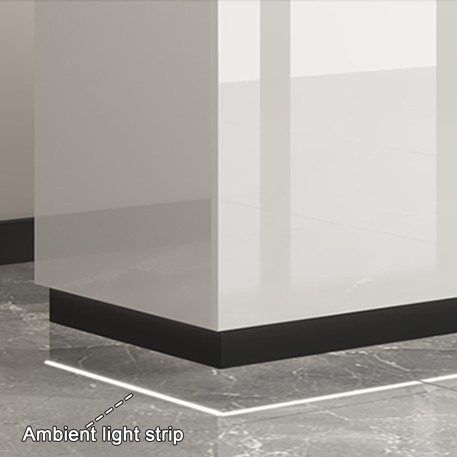 Generico Banco Reception Moderno a LED, 60x45 cm, Elegante Mobile per Ufficio Bianco e Nero, Frontale Illuminato, Gestione Cavi, cassetti con Serratura, Design contempor