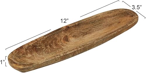 Miniatura 3 de Creative Co-Op Bandeja de madera ovalada Boho, natural