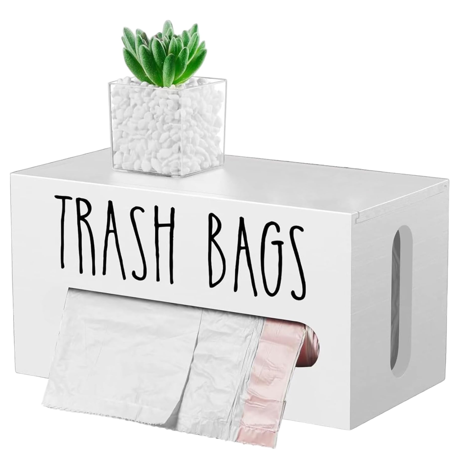 Gcroet 1PC Trash Bag Holder Dispenser, Wall Mount Wooden Garbage Bag Dispenser for Cabinet, Farmhouse, Kitchen Countertop, Under Sink Laundry Room