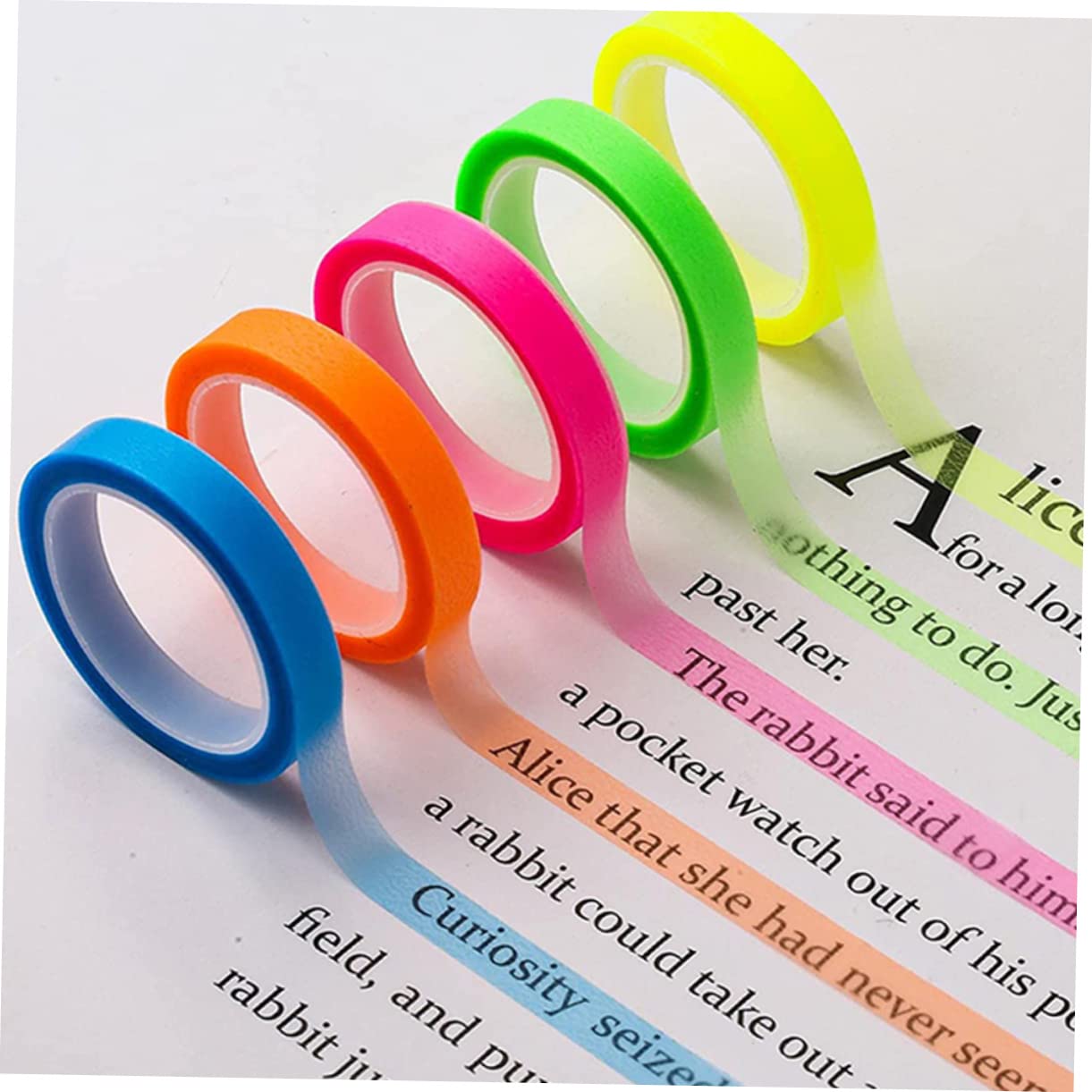 4 Sets Kostengünstiges Neon-klebeband Fluoreszierende Highlight-lesebänder Buchanhänger Für Jungen Und Mädchen Sichere Verwendung 20 Rollen * 4