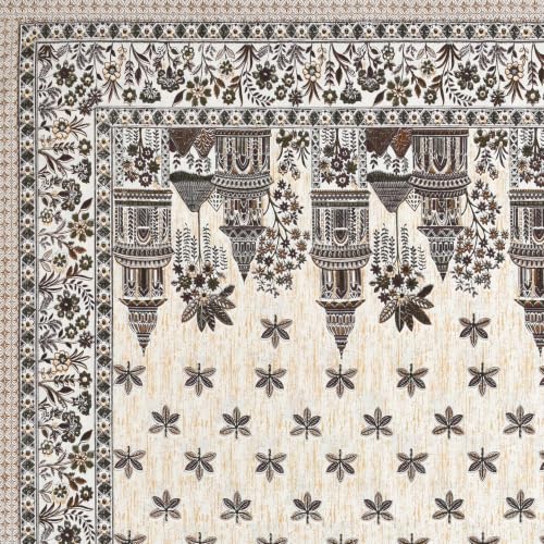 Image of 240 TC 100% Cotton Bedsheet for Double Bed King Size with 2 Pillow Covers | Breathable & Super Soft Rajasthani Sanganeri Jaipuri Printed Bed Sheet -108 * 108 Inches (Jaipur Heritage)