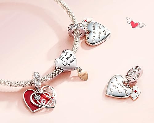 Miniatura 6 de MUERDOU Collar de plata de ley 925 con dije de texto en inglés "I Love You to the Moon and Back", regalo para mujer