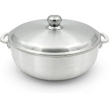 7-Quart 12-Inch Traditional Caldero Pot with Silver Aluminum Lid, Aluminum Rice Pot for Arroz, Beans, Soups and Stews, Induction Compatible