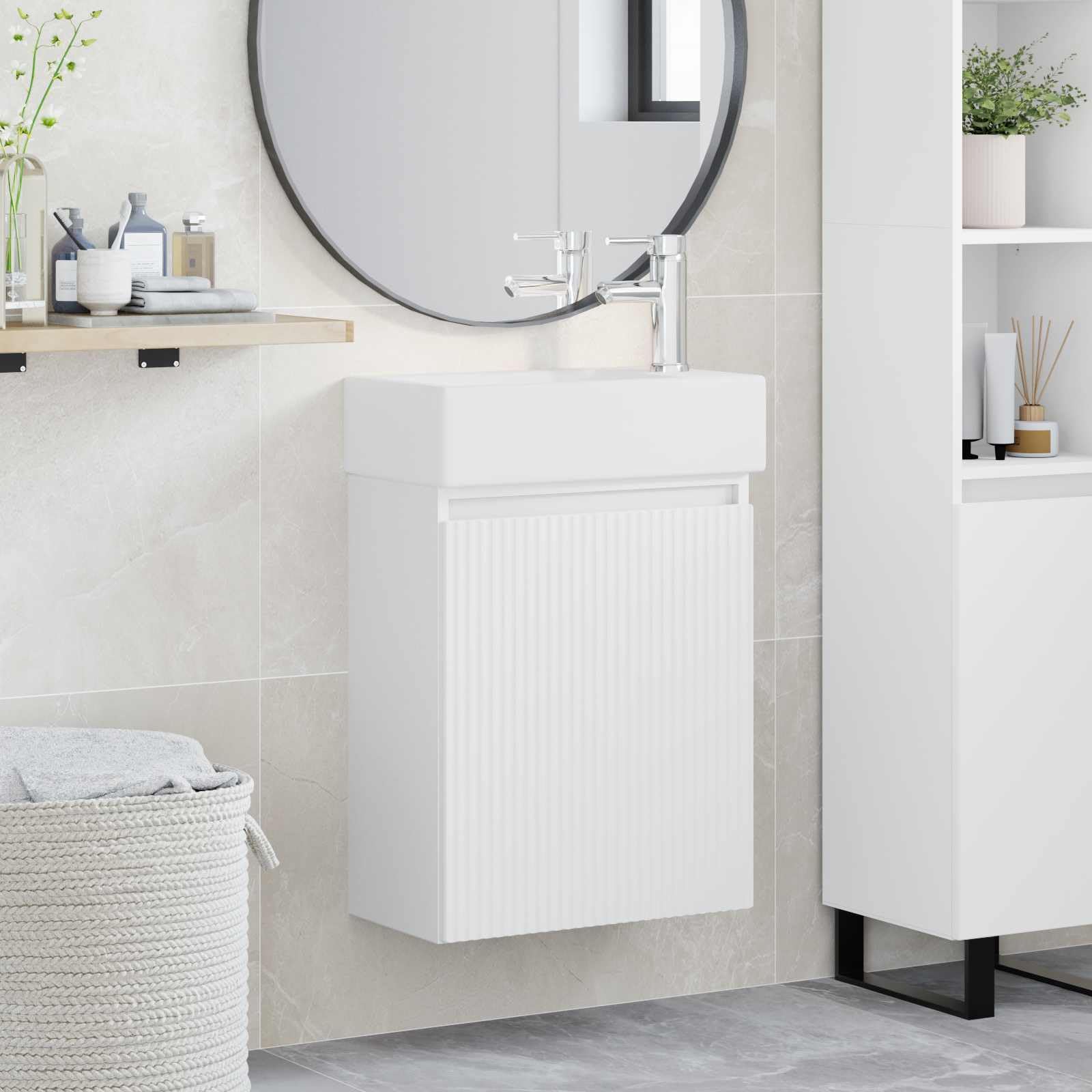 Genérico Módulo de baño con grifería 45,5 x 22,5 x 84 cm,Armarios y Almacenamiento,Tocadores de baño,20.1 kg-889451