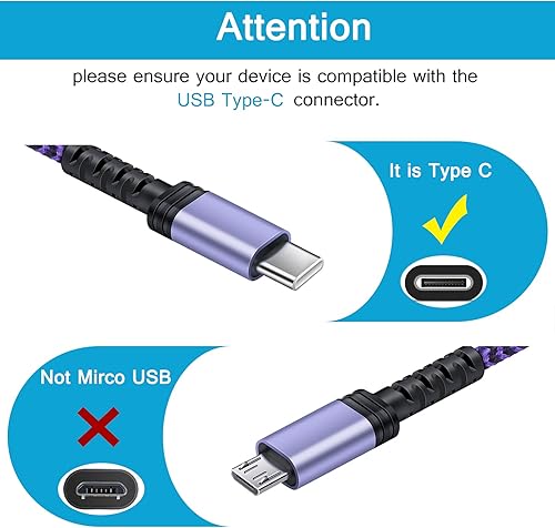 Miniatura 2 de Cable de carga USB C, 1063 pies, paquete de 3 cable de carga rápida para Samsung Galaxy S25 EdgeS25 PlusS25 UltraS24S23S22S21, Z Flip 6 5 Z Fold 6