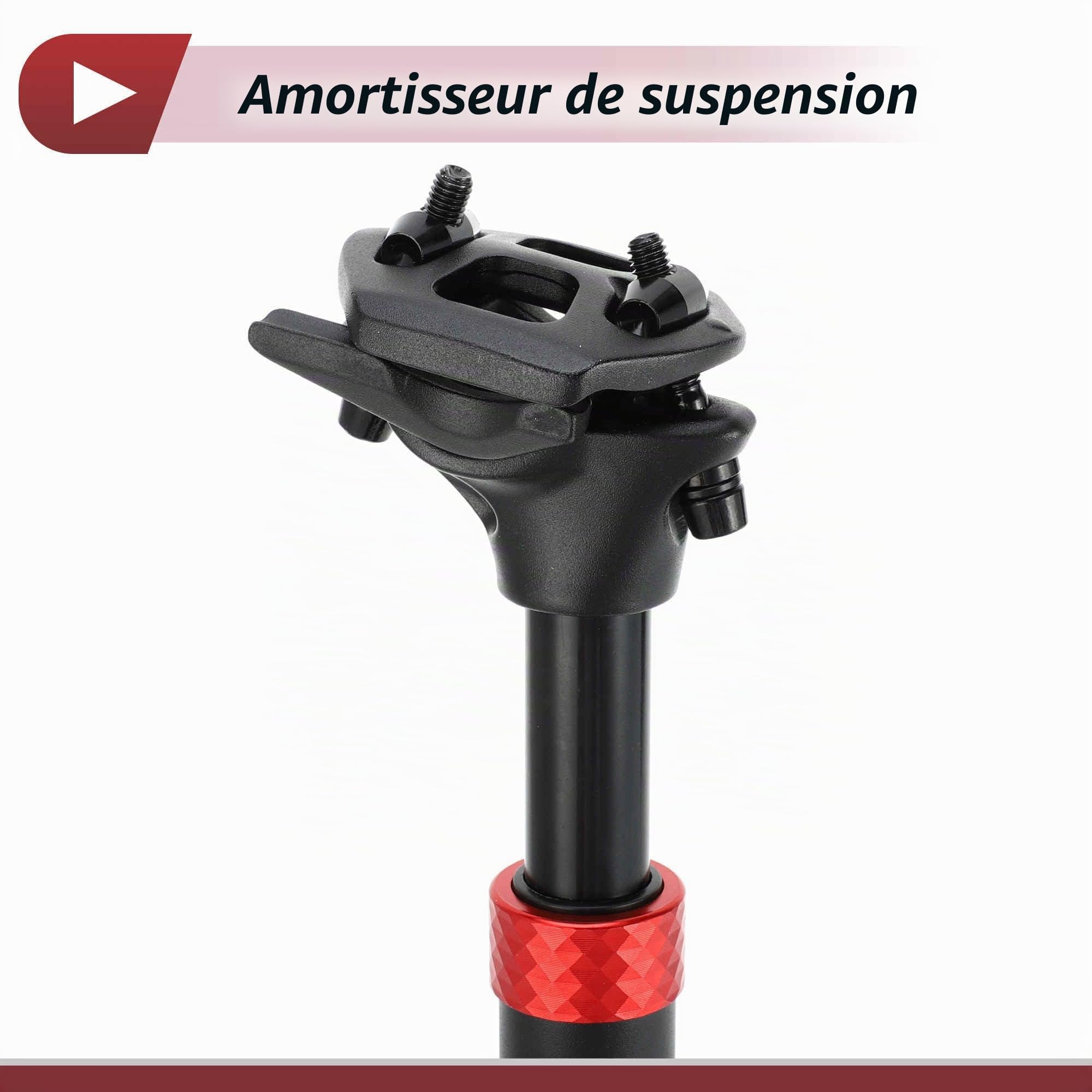 Tige De Selle De VTT avec Suspension 1 Pc Alliage Aluminium | Noir, Rouge, 27.2X300mm, Compatible Avec Route, Descente, Piste, BMX, Fonction Absorption Des Chocs, Confort