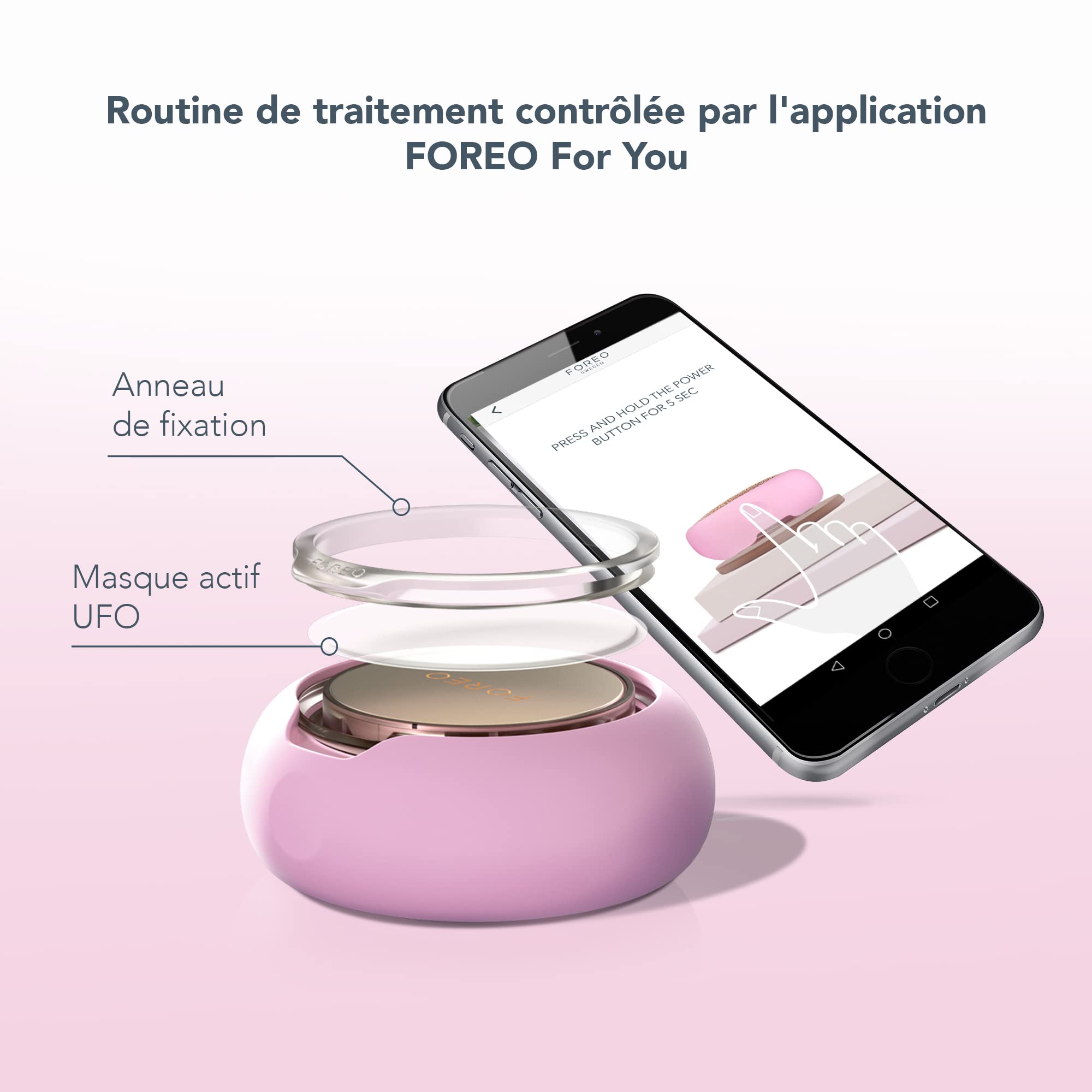 Foreo Ufo Mini 2 Masque Led Visage, Luminothérapie Rouge, Masque Visage Beauté, Soin Coréen, Thermothérapie & Massage Visage, Hydratant, Absorption Supérieure Soins De La Peau, Rose Perle