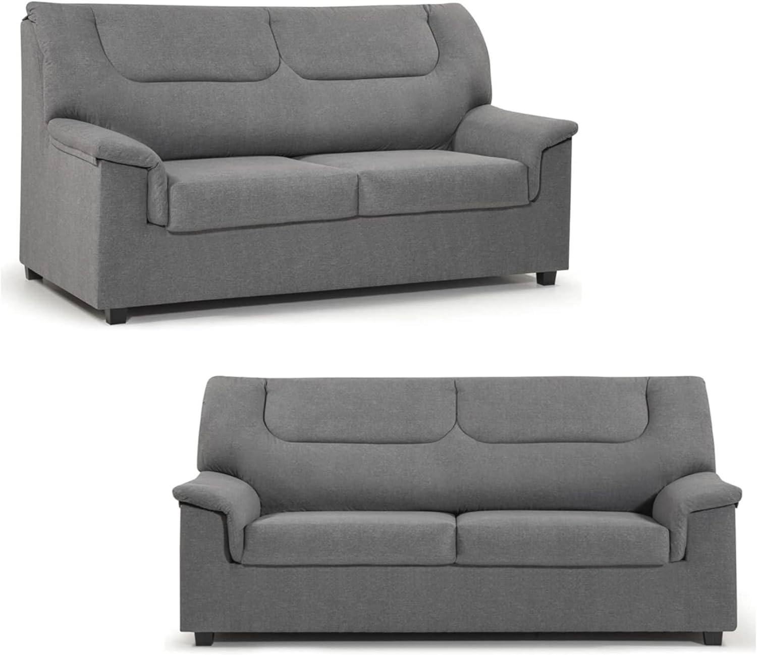 SHIITO | Modelo Tribeca - Conjunto con Sofa 3 Plazas + Sofá 2 Plazas | Máximo Relax y Confort | Color Gris