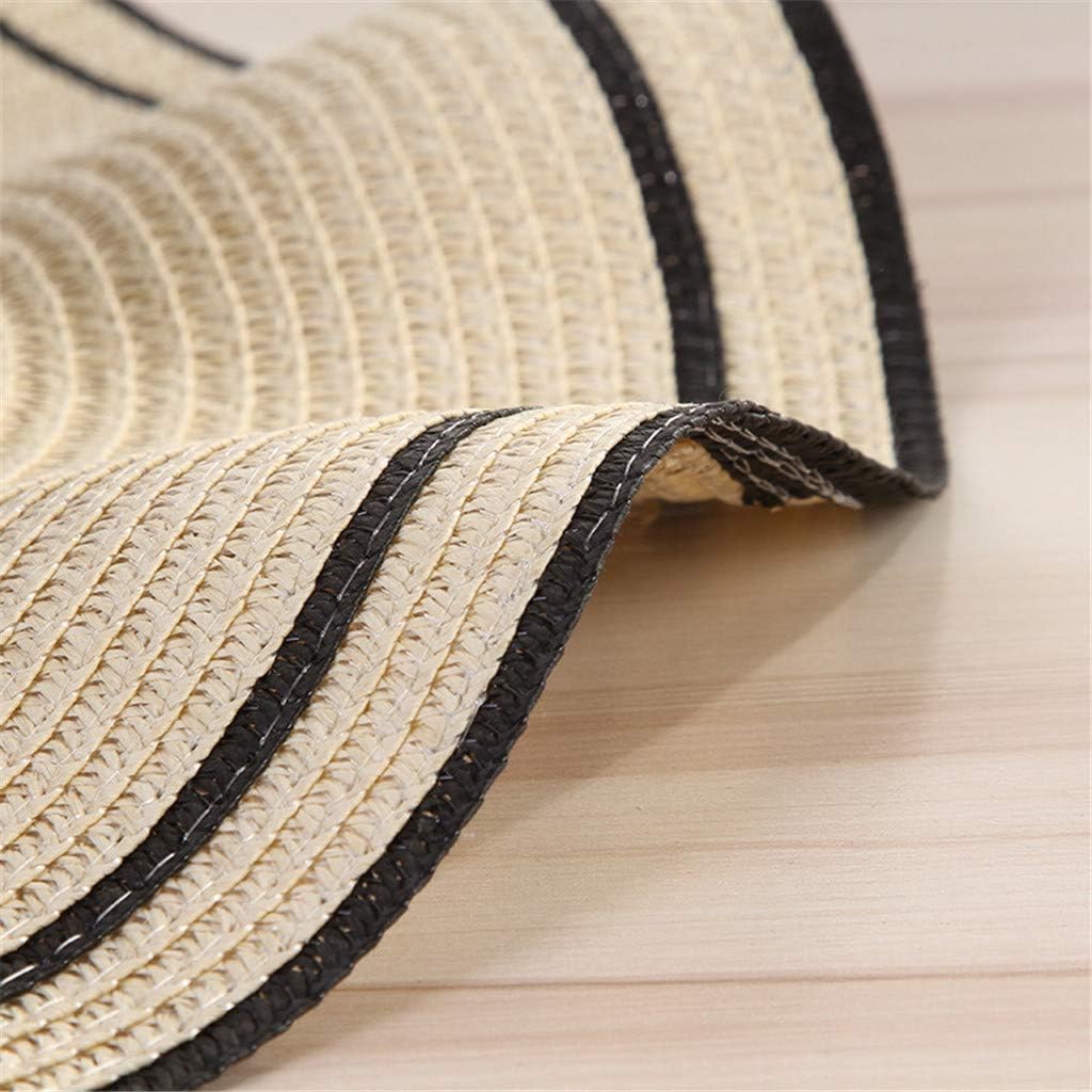 Womens Floppy Straw Sun Hat Wide Brim with Adjustable Chin Strap, Lightweight Beach Fedora Hat for Travel, Gardening