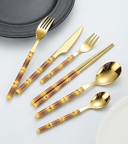 Miniatura 4 de Juego de cubiertos de cubiertos de acero inoxidable con acabado de espejo, apto para lavavajillas, 24 unidades, apto para lavavajillas, apto para