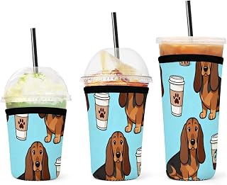 Spill-Proof Bloodhound Coffee Cup Sleeves | Bloodhound Dogs And Coffees, 3 Pieces Lightweight Beer Can Cooler Sleeve for Outdoor, Hot Cold Drink