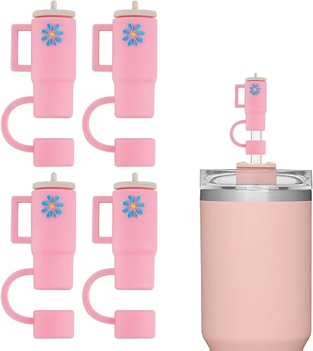 Funda de popote  4 fundas de popote compatibles con vasos Stanley de 30 y 40 onzas con asa, cubierta de silicona para popote de 0.4 pulgadas0.394