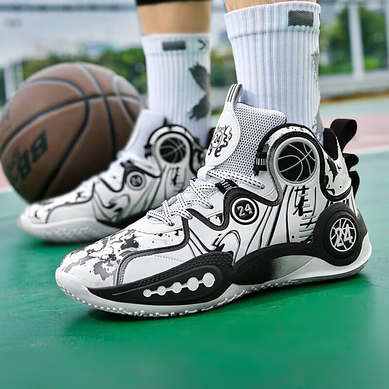 Scarpe da Basket Alte da Uomo, Leggere, Antiscivolo, Resistenti all'Usura, ammortizzanti, con Grip, Scarpe Sportive da Allenamento