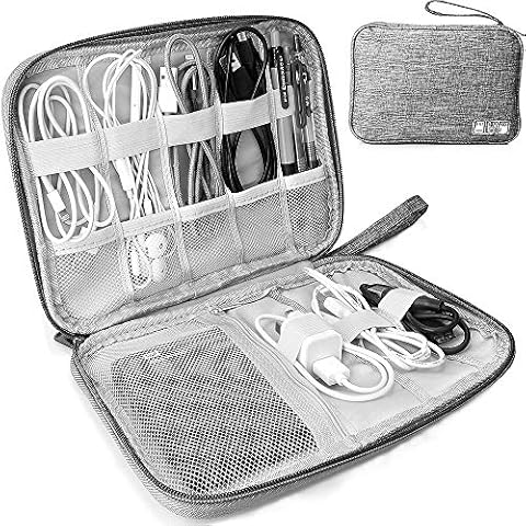 HCFGS Electronics Accessories Organizer Bag, Travel Cable Organiser Bag, Universal Carry Travel Gadget Bag for USB Cable Drive, SD Card , Charger Hard Disk (Gray) Cover
