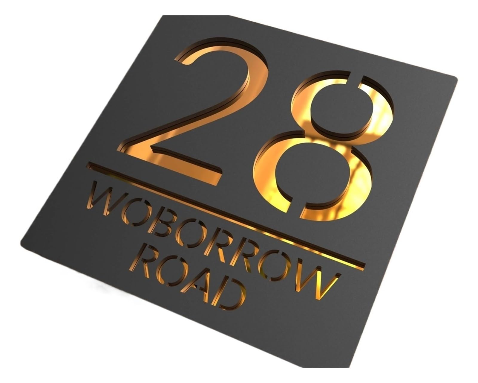 Numeri civici moderni in acrilico Segno Indirizzo porta Via Lettera 3D Numero Targhe Nome esterno Targa for decorazioni for la casa(Grey Gold,20X20CM)