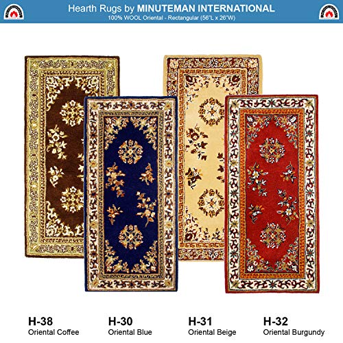 Minuteman International Blue Oriental Wool Hearth Rug, Rectangular - Image 3