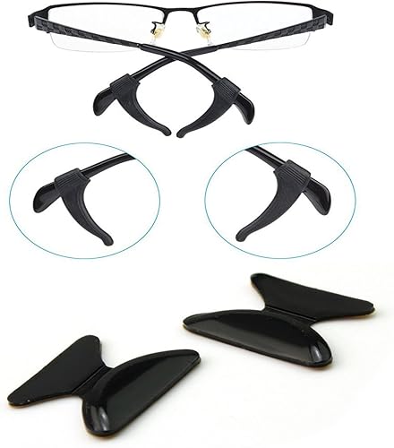 VIEEL 4 pares de almohadillas antideslizantes de silicona para la nariz y 4 pares de ganchos antideslizantes para gafas, gafas de sol, gafas de sol