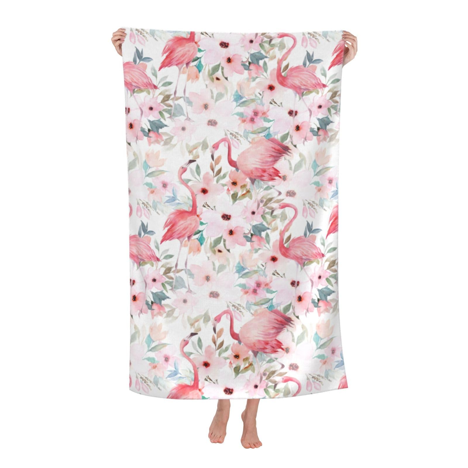 Cbaaghh Floral With Flamingo Print Adult Beach Towels,Beach & Pool Towel,Beach Towels,Towels For Camping