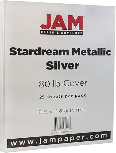 Miniatura 9 de JAM PAPER Papel metálico de 32 libras, 120 GSM, 8.5 x 11 pulgadas, plateado metálico Stardream, 100 hojaspaquete