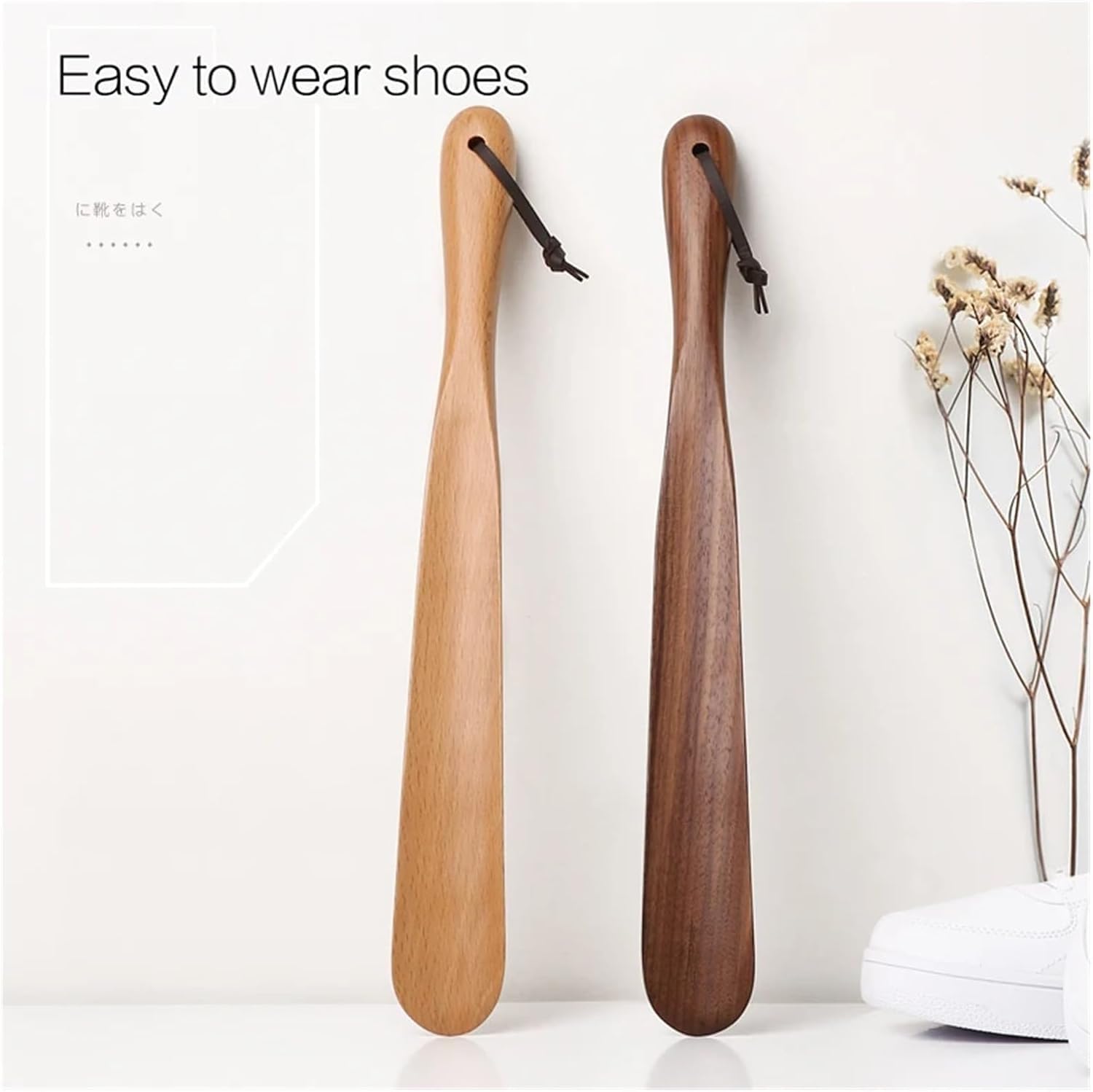 Calzascarpe Lungo Calzascarpe professionale in legno di noce flessibile con manico lungo Utile cucchiaio sollevatore Strumenti domestici