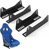Universal Bucket Seat Mounting Bracket Kit (4-Pack) - Heavy Duty L-Shape Side Mount Brackets for FRP/Carbon Fiber Racing Seats, Black Powder Coated with Anti-Rust Technology