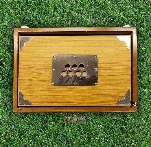 Shruti Box, grand et petit bois de teck pur Sur Peti avec sac de forme, couleur naturelle, instrument de musique accordé 440 Hz