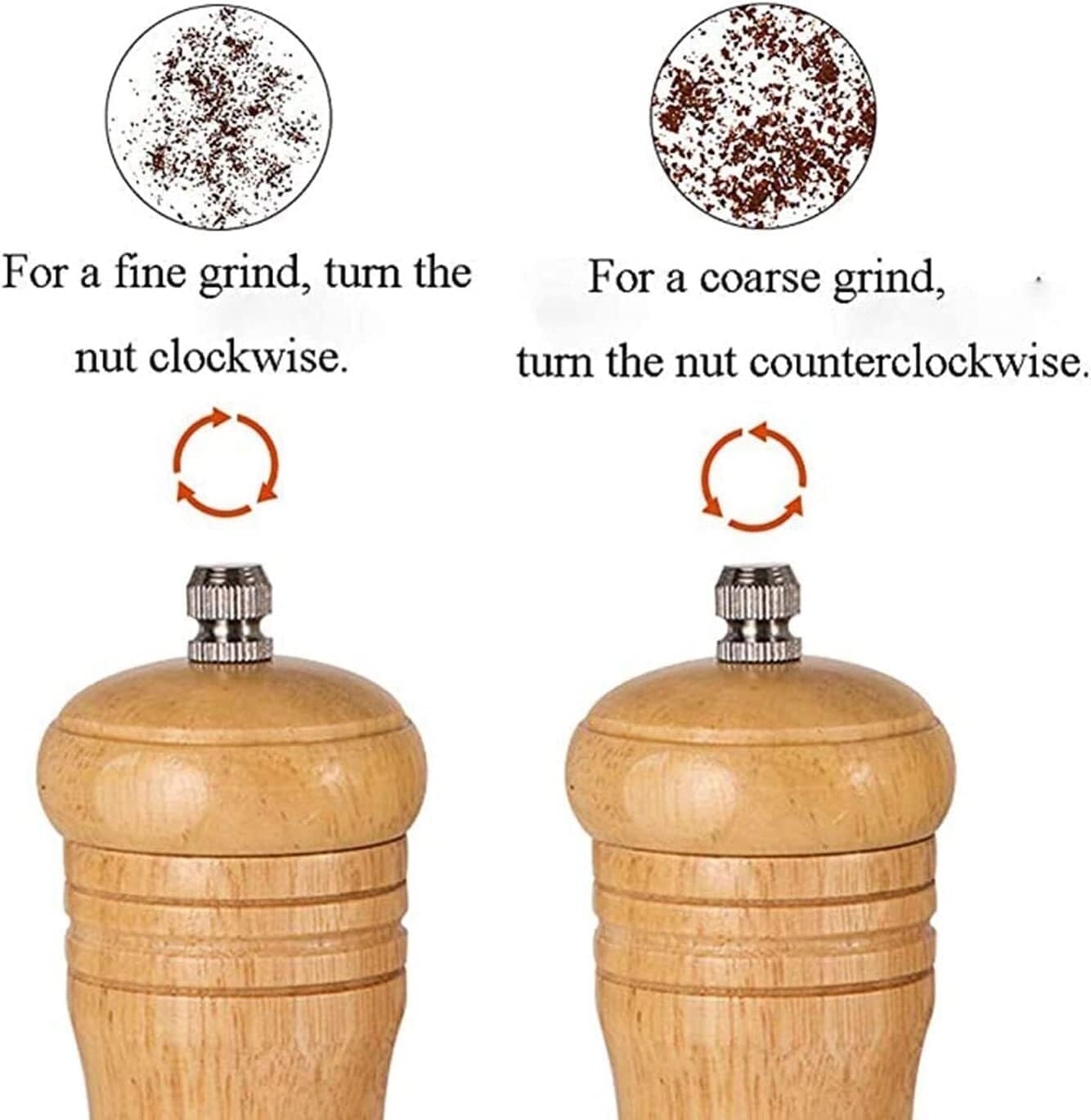 Salt and Pepper Grinder Set – Manual Wooden and Acrylic Shakers with Adjustable Ceramic Core, Pack of 2, for Fine to Coarse Grinding