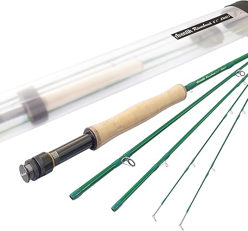 Aventik Pesca con mosca Riverbend Series Fly Rod IM8 grafito en blanco 012345678 wt, 678910 pies, caña de pescar ligera con mosca de acción media