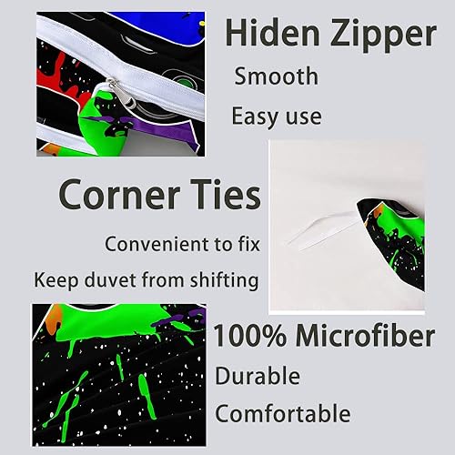 Miniatura 2 de Juego de funda de edredón con 2 fundas de almohada con estampado de consola de videojuegos para niños, tamaño King