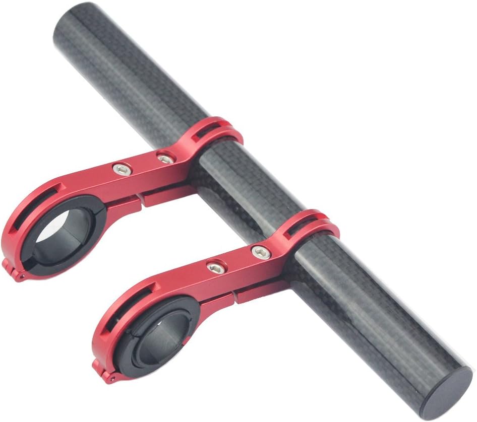 - UPANBIKE Bike Handlebar Extender Extension Carbon Fiber Bracket Aluminum Alloy Clamp For Bicycle Speedometer Headlight Light Lamp Holder (Red 20cm Double clamp)