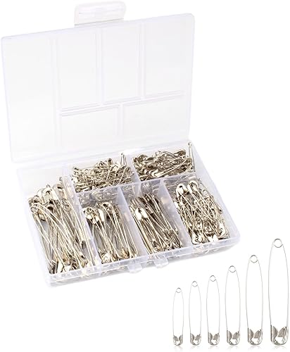 NUTJAM Alfileres de seguridad surtidos pines de seguridad pequeños y grandes pines de seguridad de diferentes tamaños a granel para ropa costura