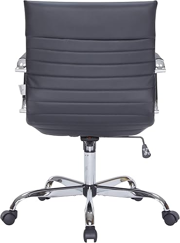 Miniatura 9 de LeisureMod Silla de oficina ergonómica negra con soporte lumbar, silla de escritorio ejecutiva giratoria, piel sintética, altura ajustable, ruedas
