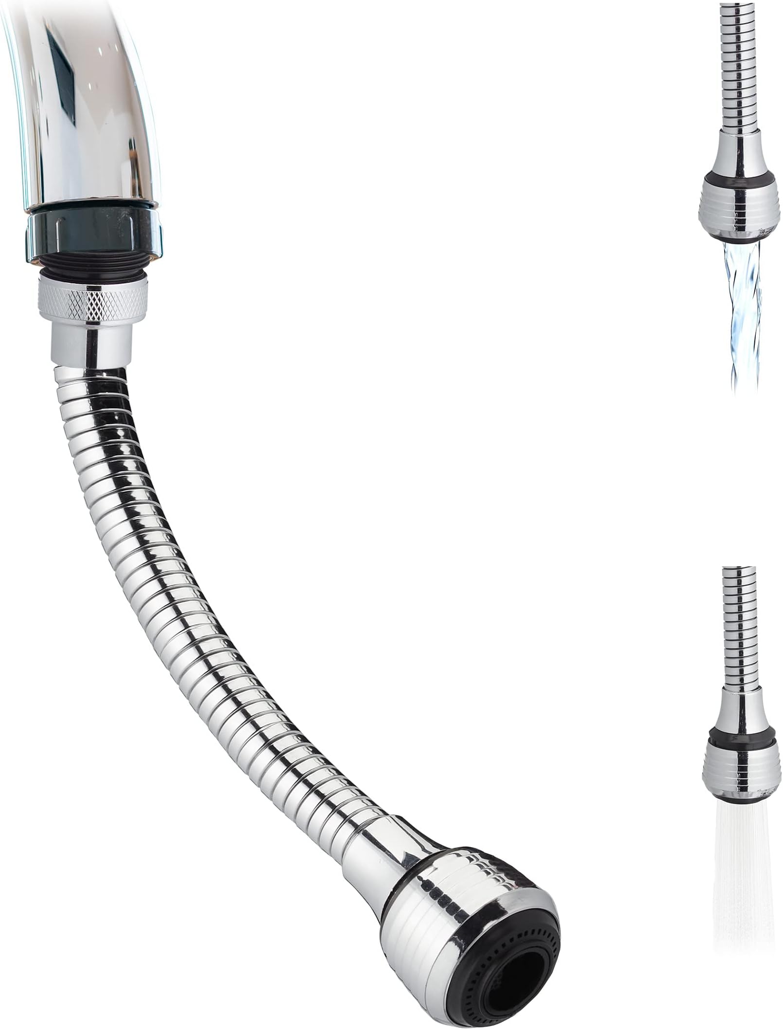 Aeratore Per Rubinetto Lavello Cucina Flessibile A 360&deg;, Estensione In Abs Cromato Lucido 86962093