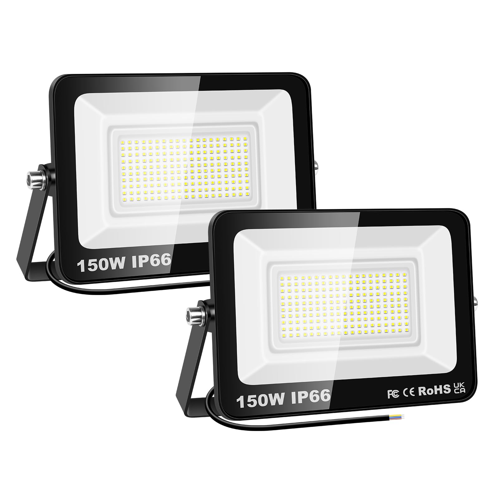 SKYWORLD 2 Pcs Led Strahler Außen, 150W 15000LM Außenstrahler | Wasserdicht Led Fluter 6000K Kaltweiß Scheinwerfer Flutlicht Aussenleuchte für Garten Garage Hof Flur Hinterhof Terrasse