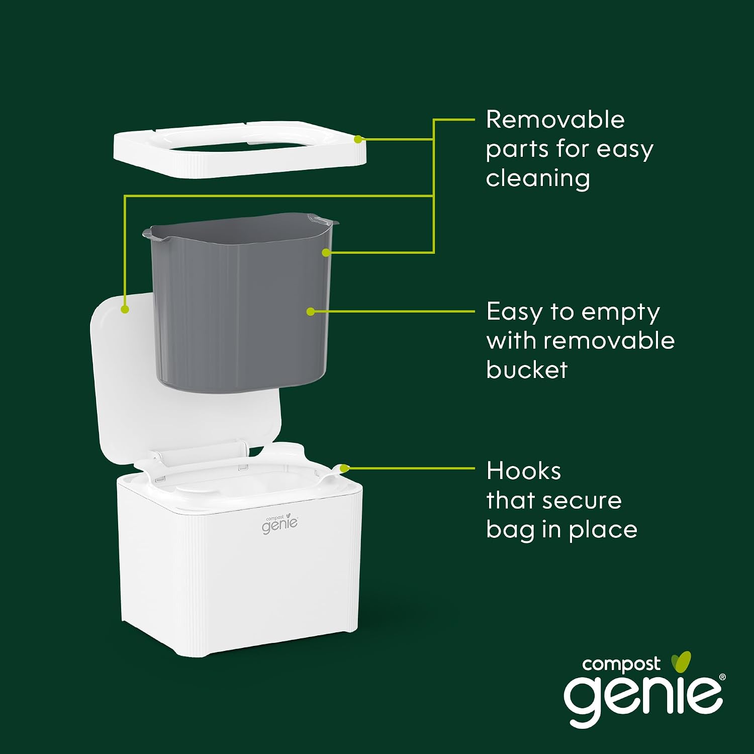 Compost Genie Countertop Compost Bin, 1.3 Gal Kitchen Food Scrap Bin