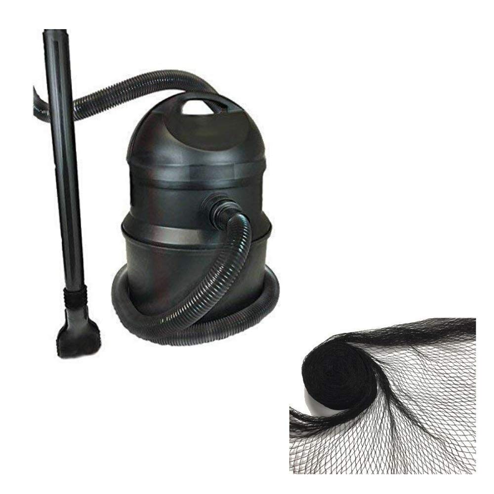 Swell UK 1400W Pond Vacuum Cleaner & 6 x 4m Cover Net | Underwater Sludge & Debris Remover with 25L Tank Volume | Including 2m Discharge Hose & 3x Cleaning Nozzles – 2 Year Guarantee