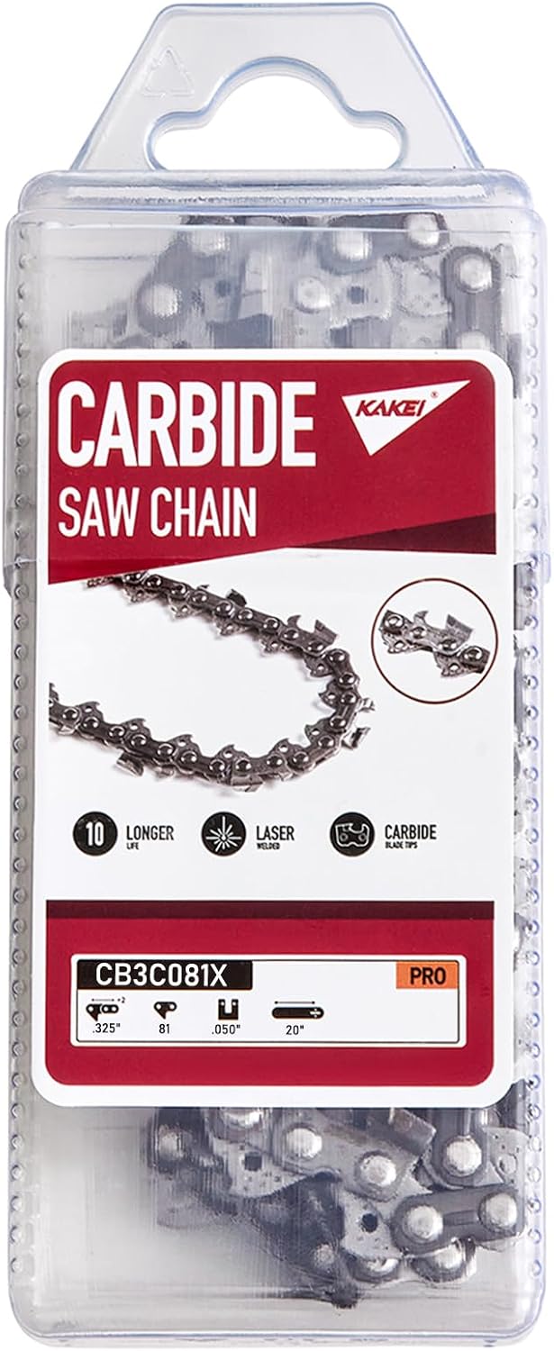 KAKEI Carbide Chainsaw Chain 20 Inch Fits Stihl - .325" Pitch .050" Gauge 81 Drive Links- 23RS 81 Fits Stihl (POST 2023 .050" Gauge) MS271 Farm Boss, MS291, MS261 and More (1 Chains)