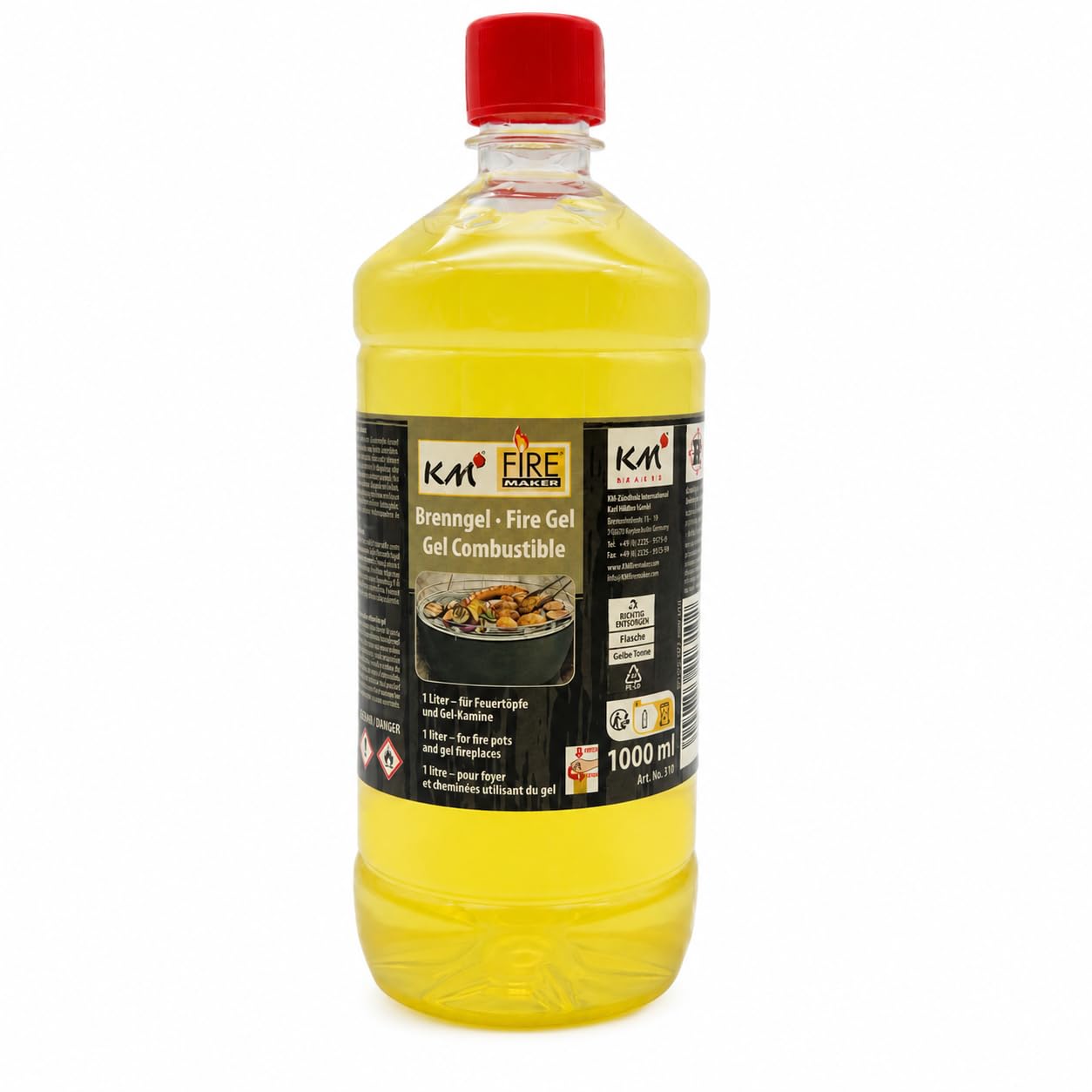 Lot de 12 bouteilles de 1 L de gel combustible inodore pour barbecue, cheminée, pots à feu et fondue – Allume-feu propre et sécurisé – Réf. 310