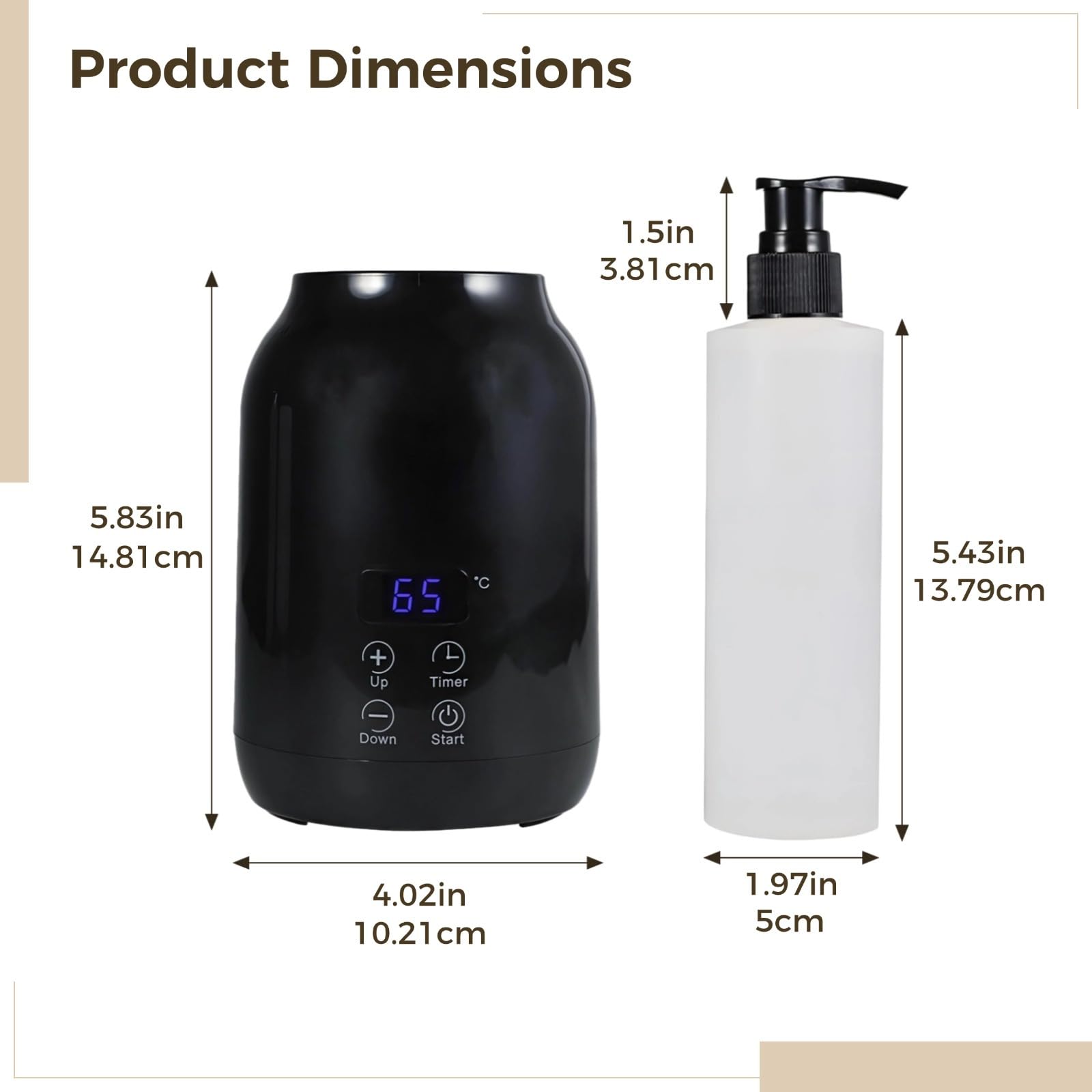 Riscaldatore digitale a LED per lozione, scaldabagno elettrico professionale, temperatura regolabile, controllo touch intelligente, 30-65 ℃, scaldabiberon con dispenser per salone, casa, spa