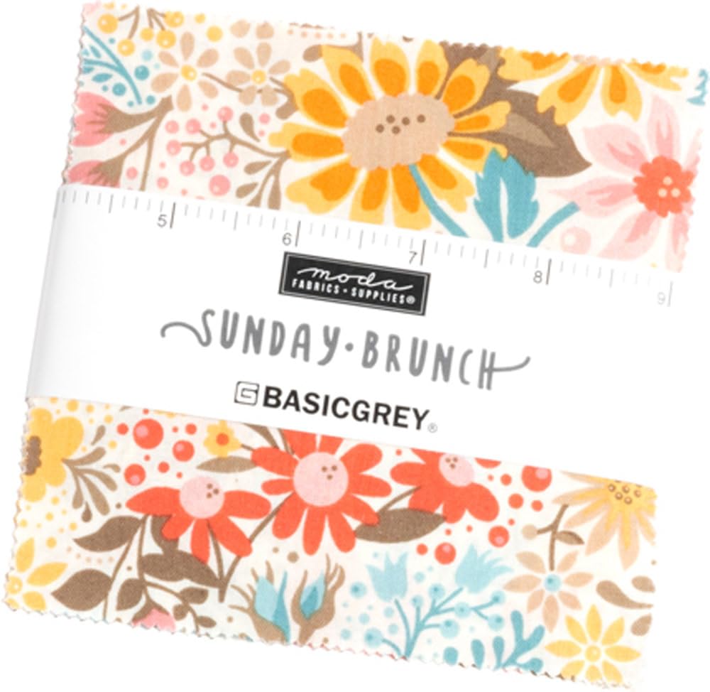 Sunday Brunch Charm Pack by BasicGrey; 42-5" Precut Fabric Quilt Squares