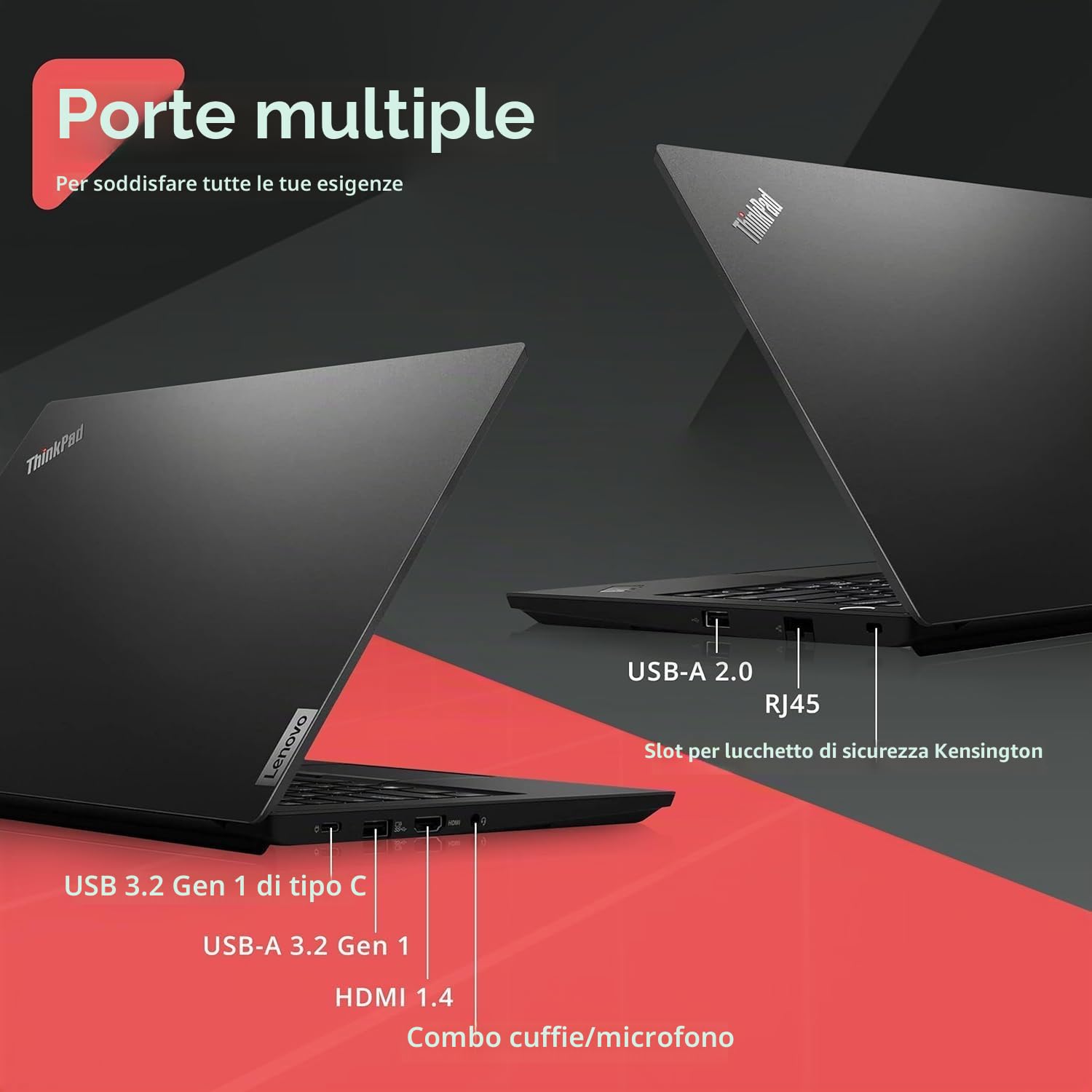 Lenovo ThinkPad E14 Gen 1 Business Laptop, 14 Inch FHD Notebook, Intel Core i5-10210U, 16GB RAM, 512GB SSD, US Keyboard, Windows 11 Pro (ricondizionato)