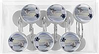 Vista 5 de Nautical Lighthouse - Juego de 12 ganchos decorativos para cortina de ducha, anillos de cortina inoxidables para baño