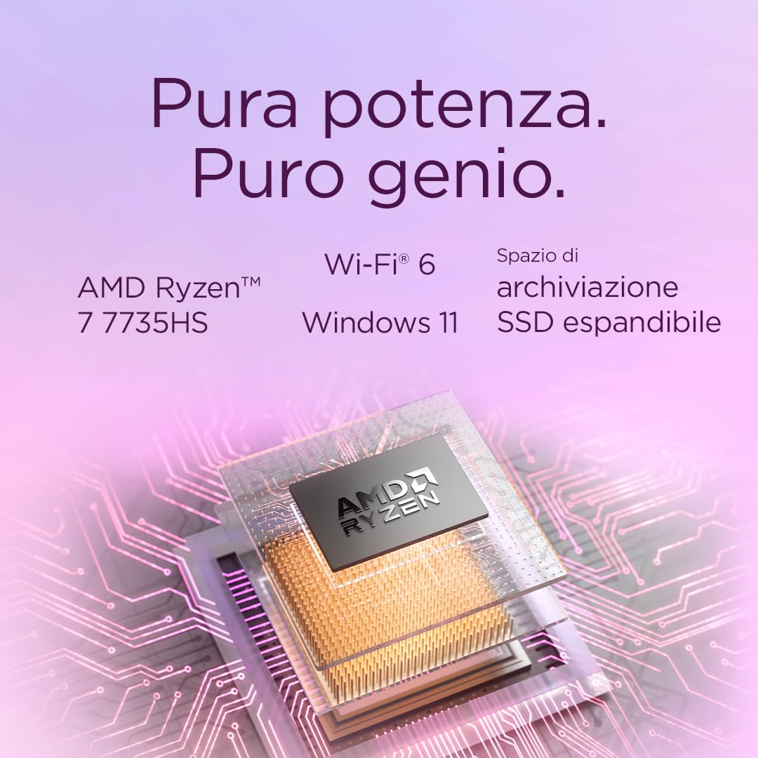 Lenovo IdeaPad Slim 3 Notebook 15.3'' IPS WUXGA (1920x1200), AMD Ryzen 7 7735HS, RAM 16GB, 512GB SSD, Windows 11 Home, WiFi 6 - Luna Grey