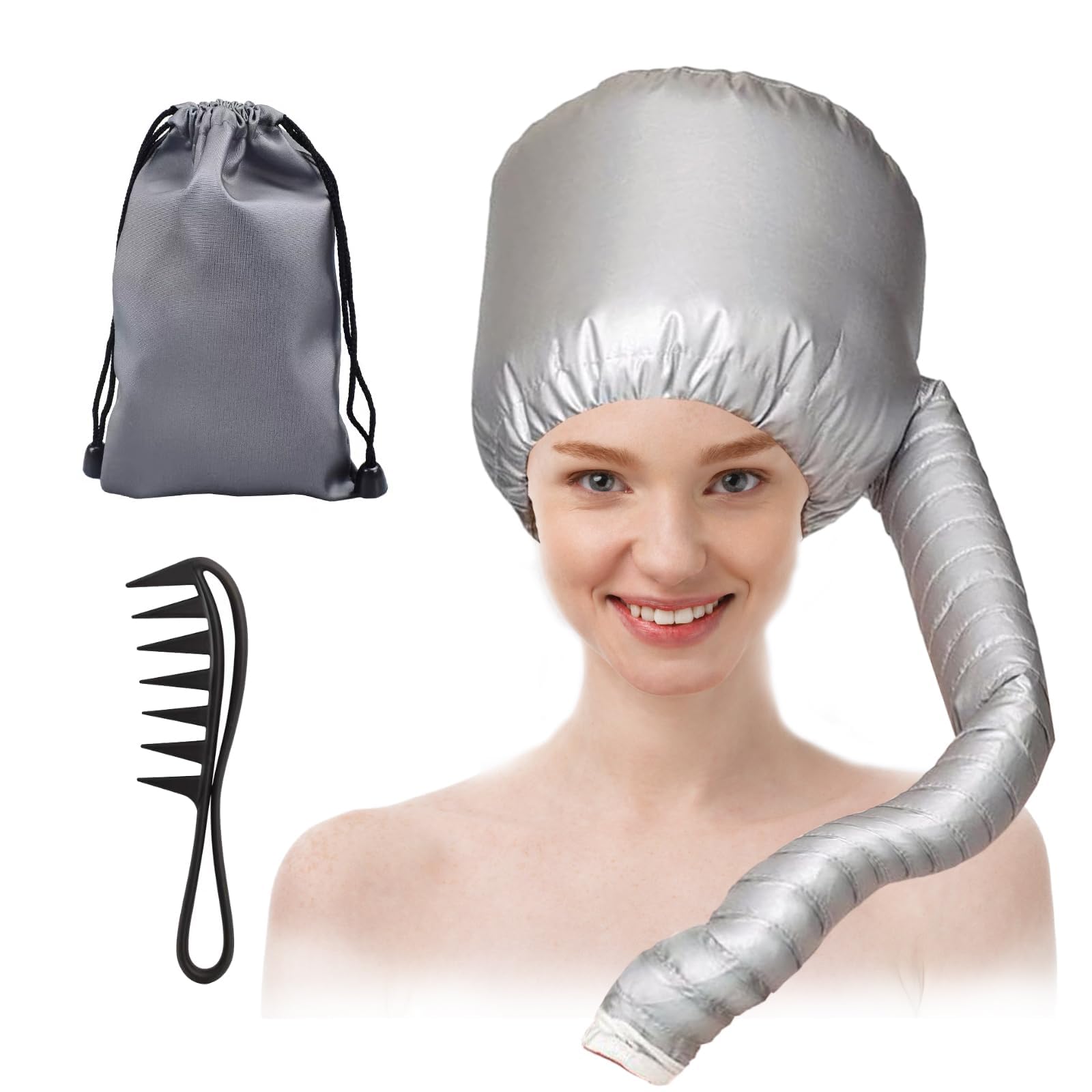 Hair Drying Hoods, Hair Dryer Cap, Hair Dryer Attachment, Quick Dry Hair with Comb, Storage Bag, for Hair Styling, Deep Care and Drying-image-24