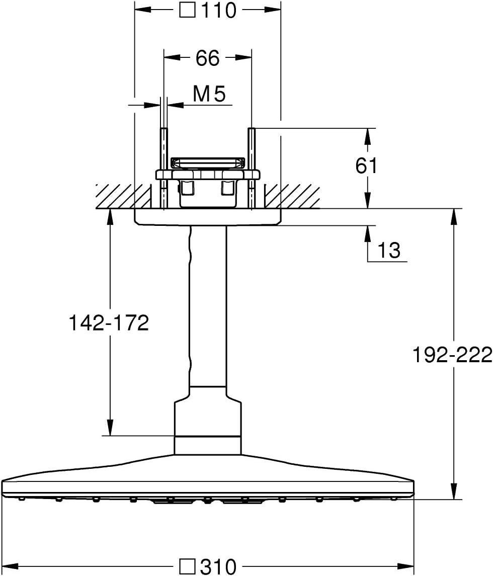 GROHE Rainshower 310 Smartactive Cube Head Shower Set, front view