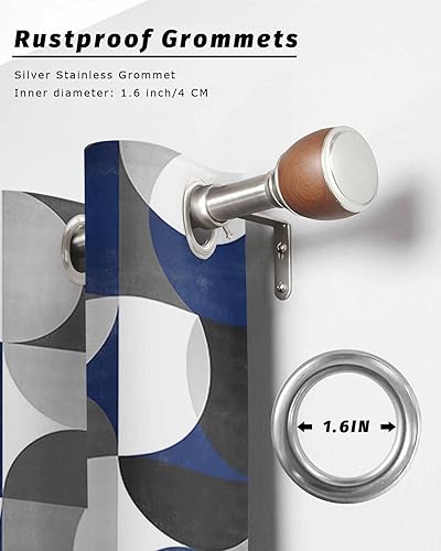 Miniatura 6 de Abstract Geomrtry Outdoor Curtains for Patio Waterproof Drapery,Grommet Window Curtain Drapes for Living