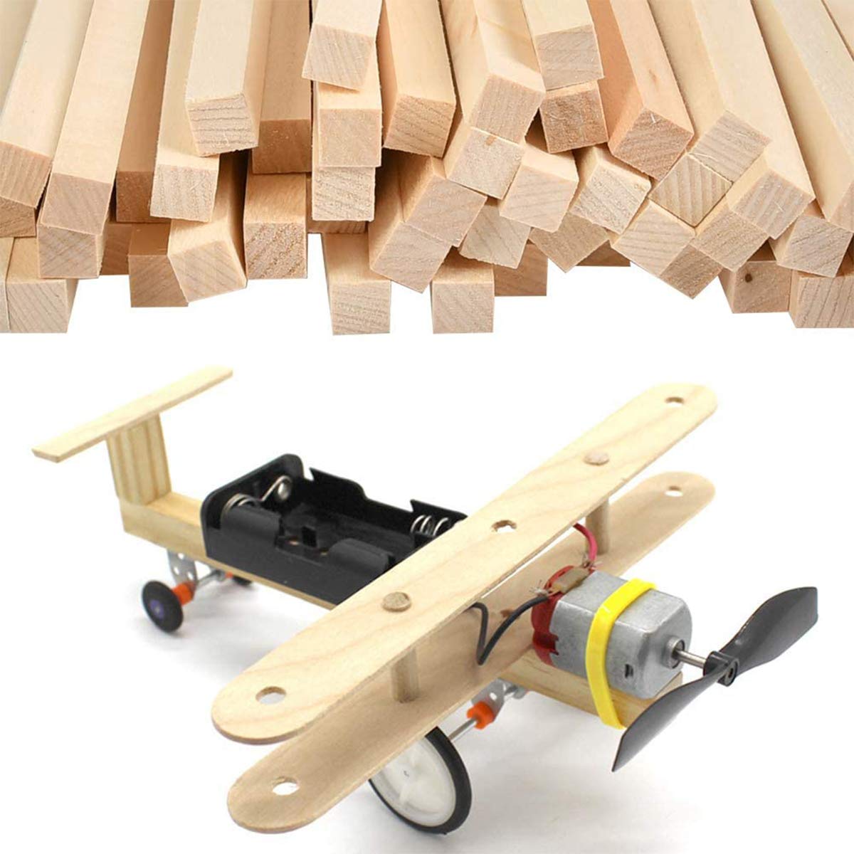 Aste quadrate for tasselli in legno, bastoncini quadrati in legno di Paulownia, bastoncini di bambù naturali in legno for i tuoi progetti di decorazione e artigianato fai-da-te, 25 mm x 25 mm x 500 mm
