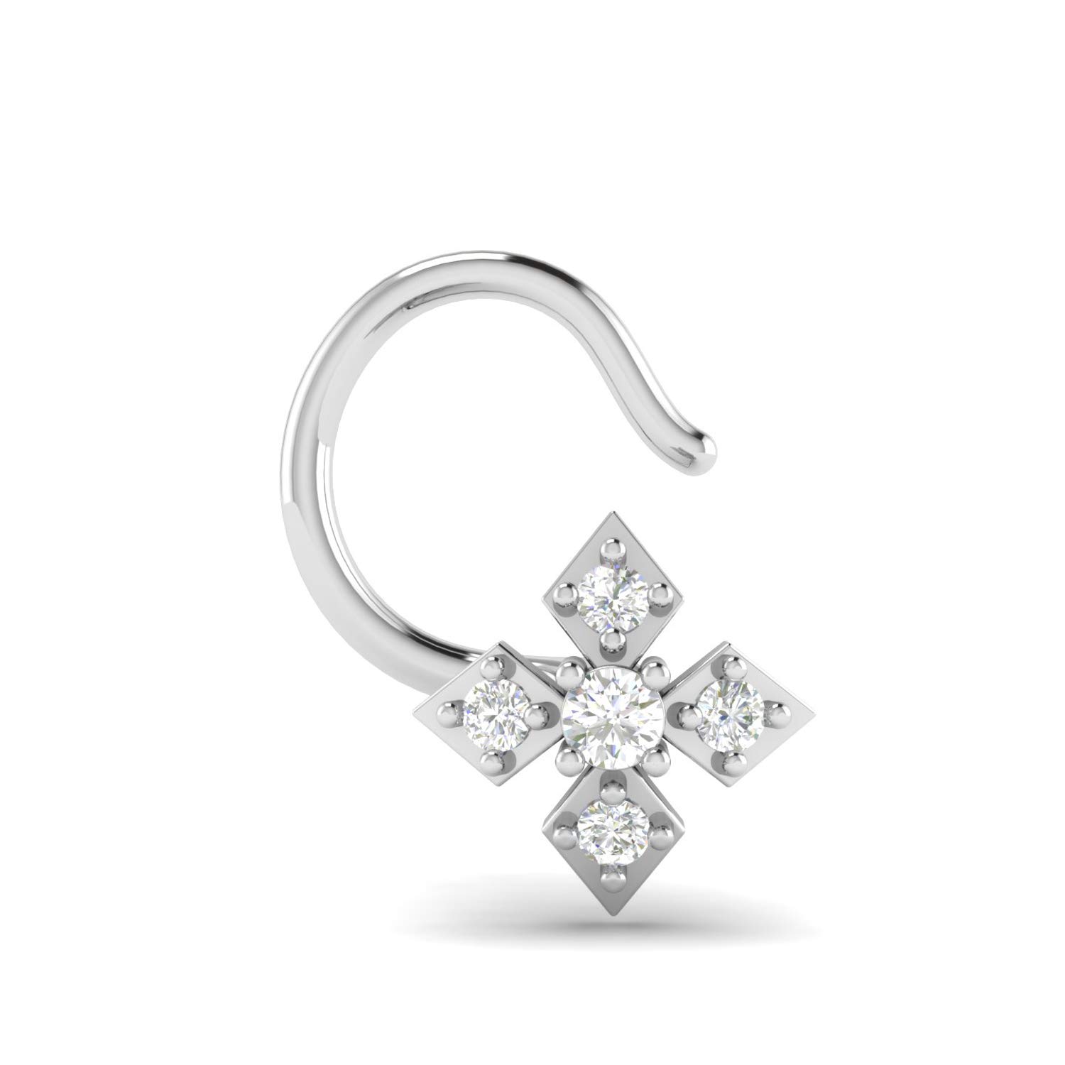 18KT White Gold and Diamond Nose Ring for Women