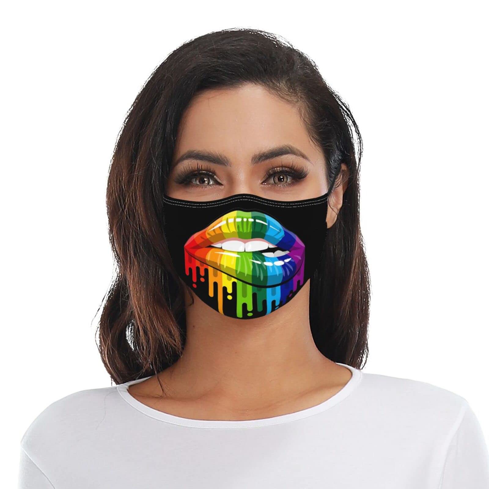 LGBT Rainbow Lip Gay Pride Face Mask Washable Reusable Adults Breathable with 2 Filters